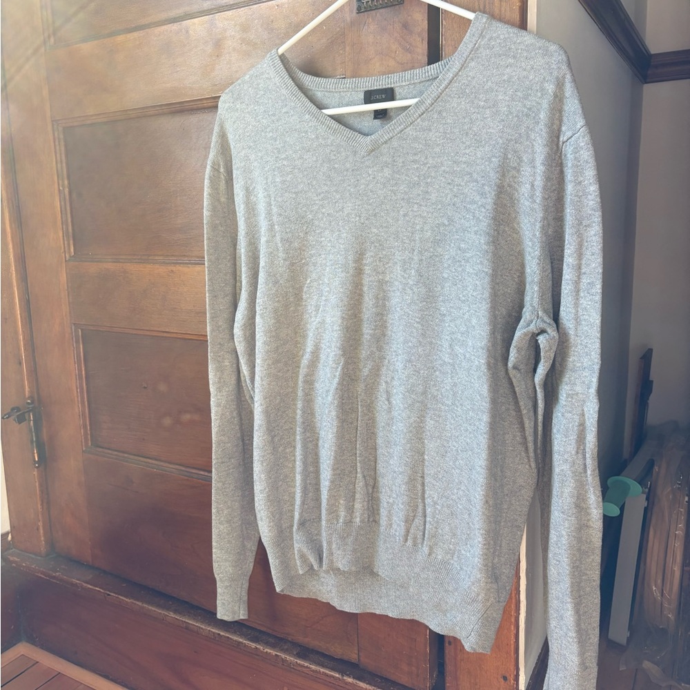 J. Crew Gray V-Neck Sweater Classic Knit